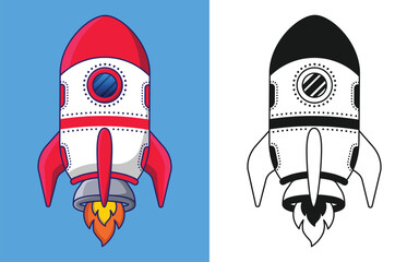 Rocket Flying space shuttle taking off planet or marketing concept Vector