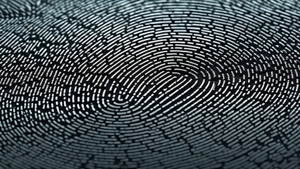 Identity and security with fingerprint access. Digital finger print scanner, closeup, macro