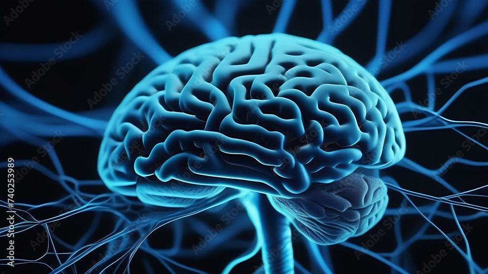 Aufkleber human brain and neural networks structure. ai