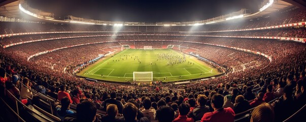view of a full crowd in a football stadium during a championship celebration