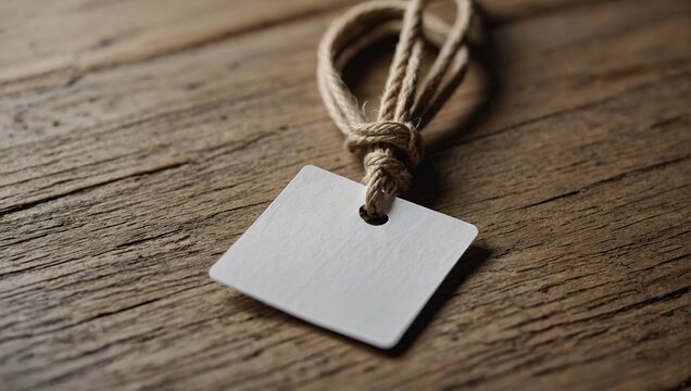 empty Kraft and white square clothing tag, gift tag mockup
