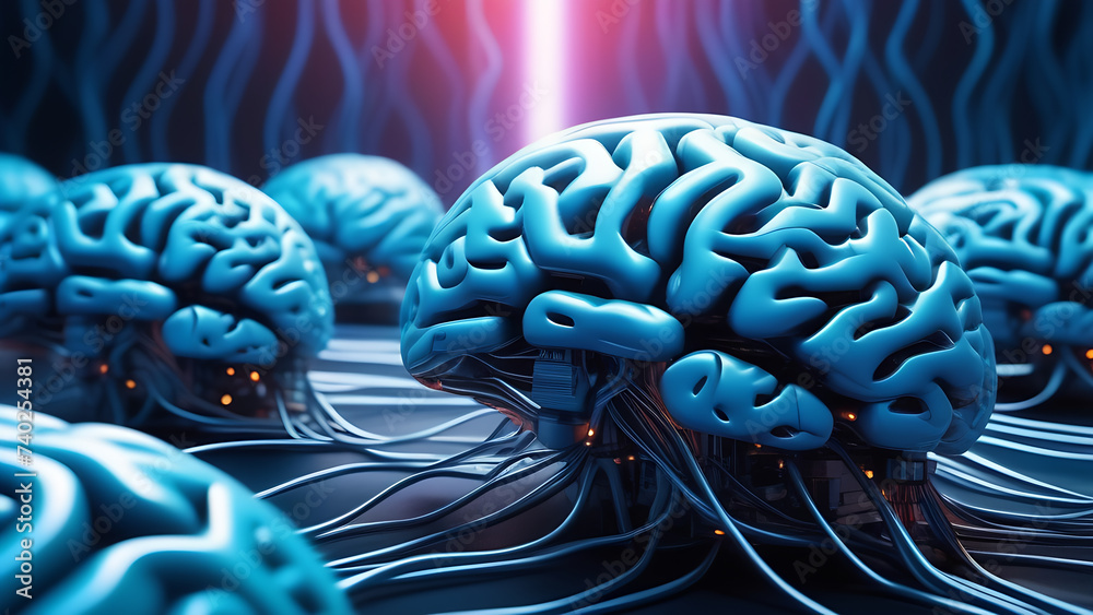 Aufkleber Ai growth and development. Developing neural links, neuro networks