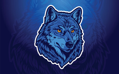 Wolf mascot Logo with Blue background vector