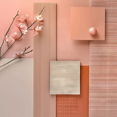 flat lay of different paper textures in various tones of peach