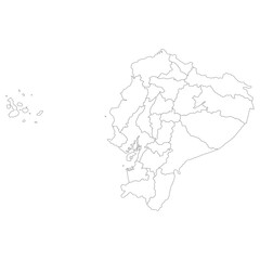Ecuador map. Map of Ecuador in administrative provinces in white color