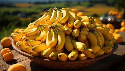 Fresh, ripe bananas, a healthy snack from nature bounty generated by AI