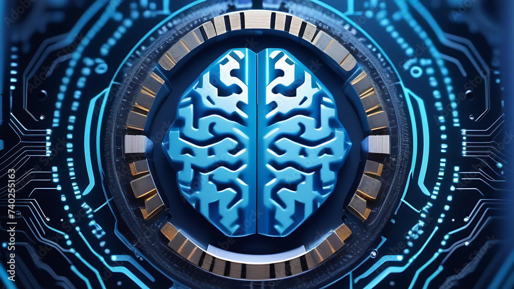 Aufkleber digital brain technology. brain print. artificial intelligence concept