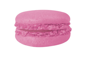 Pink macaron on isolated white background.