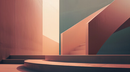 Custom vertical slats with artistic motives with your photo Harmonious Tranquility: A Minimalist's Vision of Modern Architecture with Subtle Geometric Interplay and Warm Light Gradients in a Desaturated, Widescreen Artistic Render