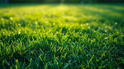 Fresh Green Grass in a Football Field