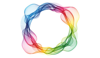 Rainbow curved frame made of round wave wavy lines