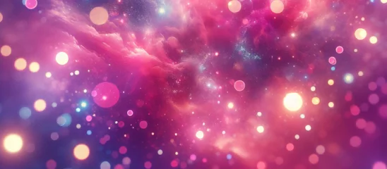Crédence de cuisine en verre imprimé Roze Holographic fantasy rainbow unicorn background with clouds and stars. Pastel color sky. Magical landscape, abstract fabulous pattern. Cute candy wallpaper. Vector.