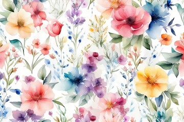 Watercolor Floral Wallpaper for Dress Patterns Tumbler Wraps Invitations Pattern Paper, Seamless Floral Pattern