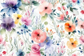 Watercolor Floral Wallpaper for Dress Patterns Tumbler Wraps Invitations Pattern Paper, Seamless Floral Pattern