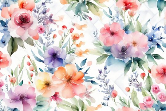 Watercolor Floral Wallpaper for Dress Patterns Tumbler Wraps Invitations Pattern Paper, Seamless Floral Pattern