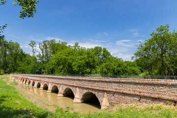 Fototapeta premium Portz Insel bridge near Mikulov, Southern Moravia, Czech Republic