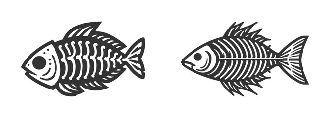 Fish Skeleton Isolated On A White Background. Vector Illustration