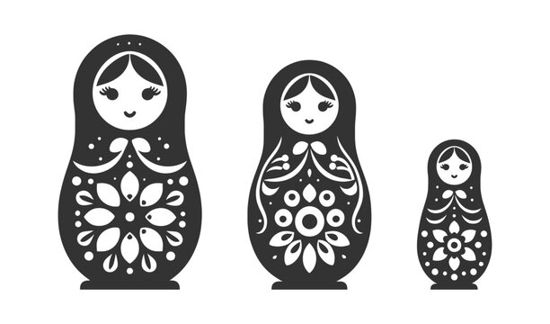 Matryoshka. Russian Doll Icon Set. Vector Illustration