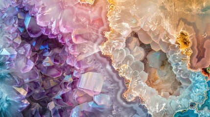 Wallpaper showcasing the radiant beauty of Dugway geode crystals - obrazy, fototapety, plakaty