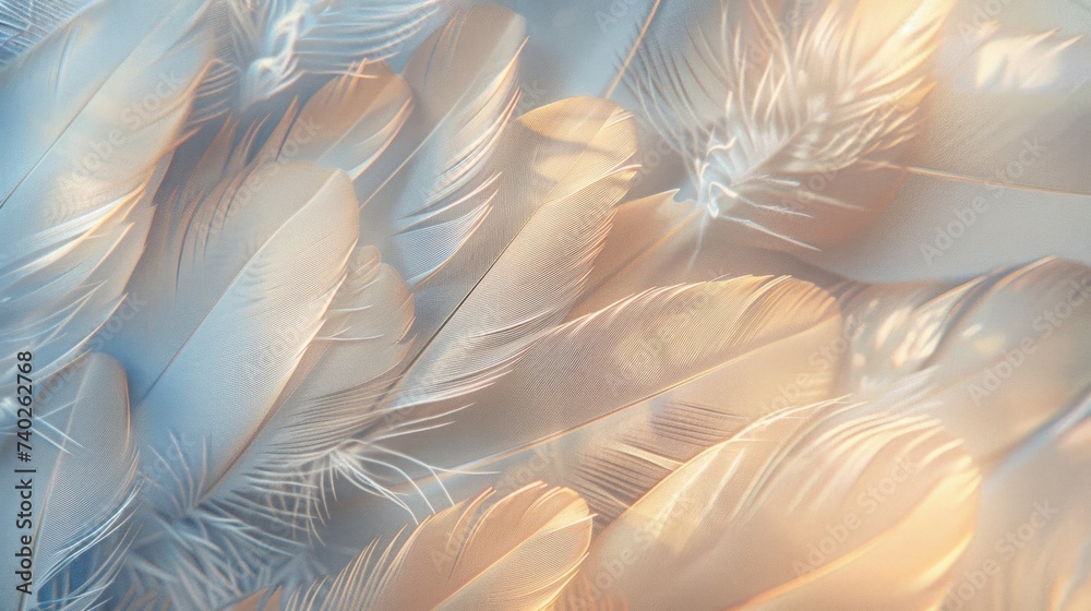 Wall mural abstract wallpaper composed of feathers up close