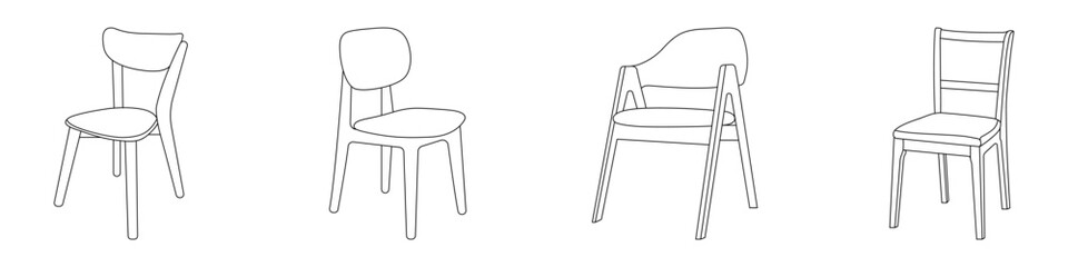 Chairs vector icon set. A set of chairs for the home. Furniture chairs set. A set of soft chairs for a cafe, home, restaurant. Comfortable furniture, chairs, interior design for the home.