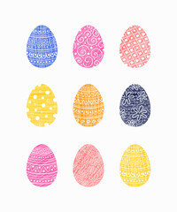 Colourful painted Easter eggs icon set. Vector illustration