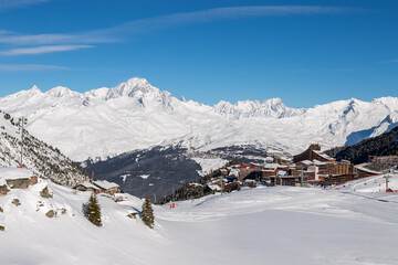 View of Les Arcs ski resort in winter