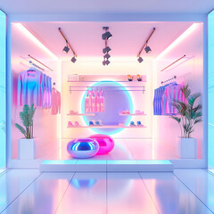 Futuristic 3D store illustration. Modern and cutting-edge shop concept