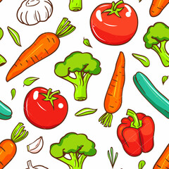 Food background, vegetables seamless pattern. Healthy eating