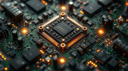 Fototapeta premium Advanced Central Processing Unit on a Computer Motherboard