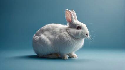 White rabbit ear on pastel blue background, Easter day