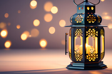 Muslim lantern with background with space for text. Ramadan celebration. Eid celebration