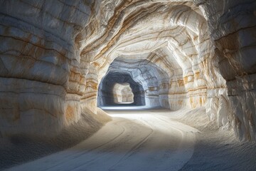 Long tunnel through gypsum mine