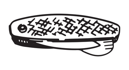 Swiss knife sketch. Clipart of travel equipment, hiking tools. Hand drawn vector illustration isolated on white.