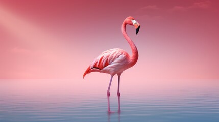 A vision in pink: a flamingo stands regally against a soft, pink background.