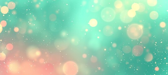 Obraz premium Silver bokeh on defocused teal green and coral colors background, abstract blur bokeh banner