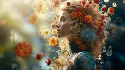 Woman With Flowers in Her Hair