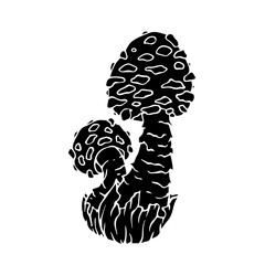 Silhouette of forest fly agaric mushrooms. Vector graphics.