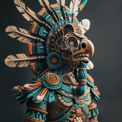 Aztec warrior, regal, fierce stance