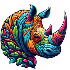Obraz premium colorful Rhino head logo. illustration on white background