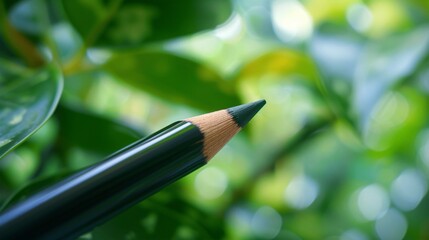 Gros plan sur un crayon de maquillage sur fond de nature » IA générative - obrazy, fototapety, plakaty