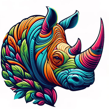 colorful Rhino head logo. illustration on white background