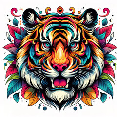 colorful Tiger head logo. illustration on white background