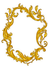 Floral frame in baroque style. Decorative curling plant.