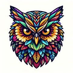 colorful Owl head logo. illustration on white background