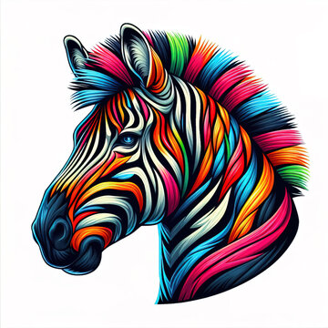 colorful Zebra head logo. illustration on white background