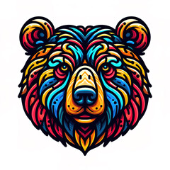 colorful Bear head logo. illustration on white background