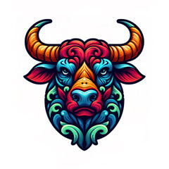 colorful bull head logo. illustration on white background