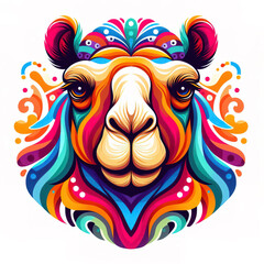 colorful Camel head logo. illustration on white background
