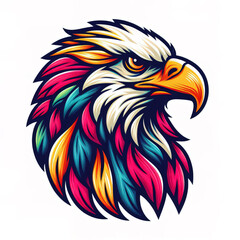 colorful Eagle head logo. illustration on white background